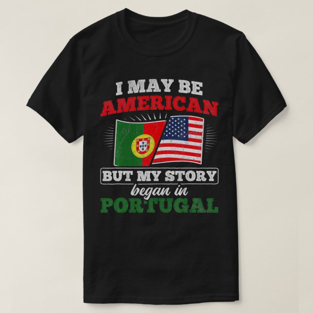 Camiseta La historia norteamericana comenzó en portugués  (Diseño del anverso)