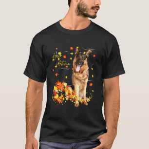 Camiseta La Hoja De Pastor Alemana Cae Hola Otoño Por Perro