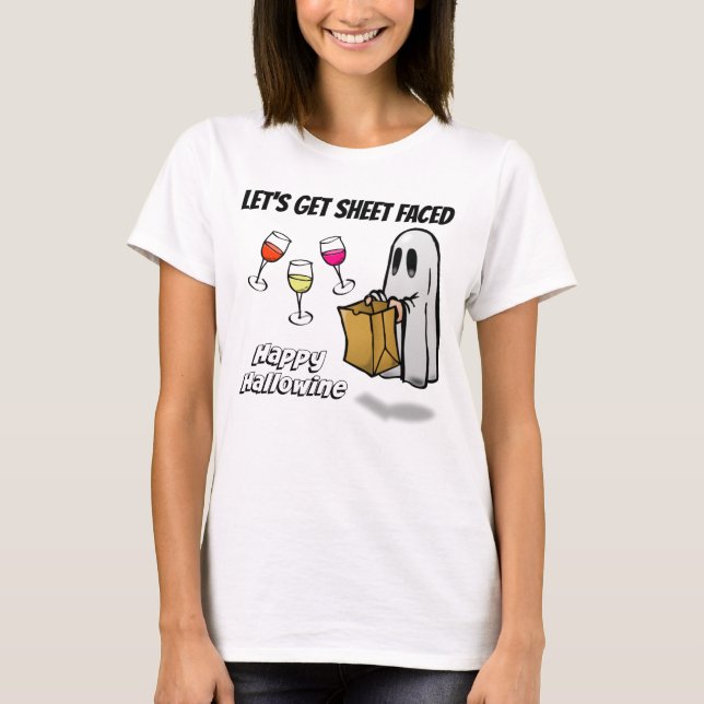 Camiseta La hoja hizo frente al fantasma Hallowine feliz (Anverso)