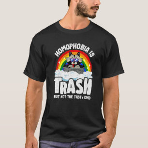 Camiseta La homofobia es basura Mapache Bandera arcoíris Or