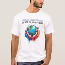 Camiseta La IA es superior - la Tierra en las manos Diseño
