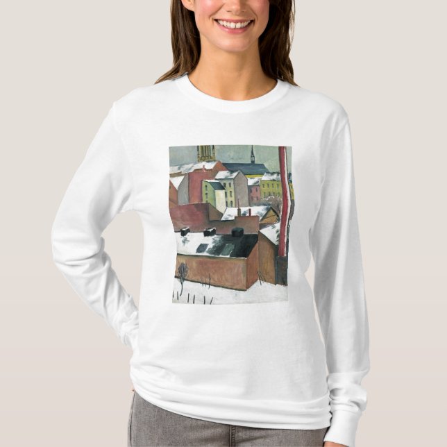 Camiseta La iglesia de St Mary en Bonn en Snow, 1911 (Anverso)