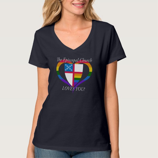 Camiseta ¡La Iglesia Episcopal Te Ama! ORGULLO LGBTQ (Anverso)