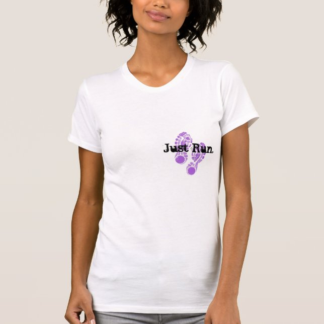Camiseta la impresión del zapato apenas corre (Anverso)