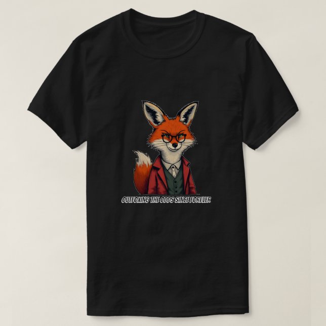 Camiseta La ingeniosa zorra roja en gafas y traje - Cita di (Diseño del anverso)