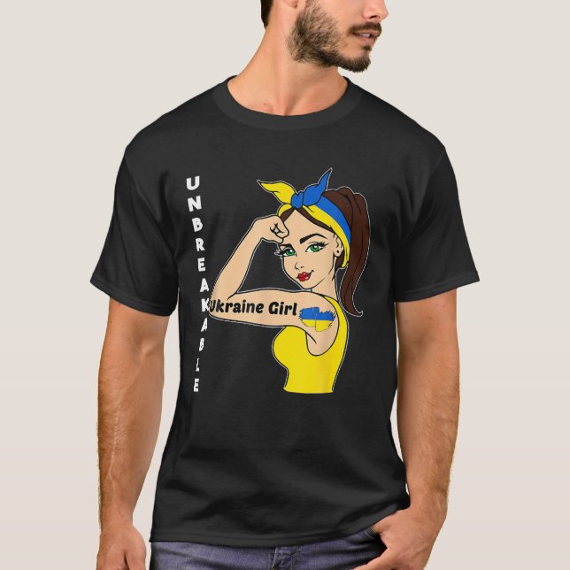 Camiseta La inquebrantable bandera ucraniana del Chica de U (Anverso)