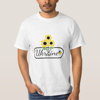 Camiseta La inscripción Ucrania con corazón y girasol