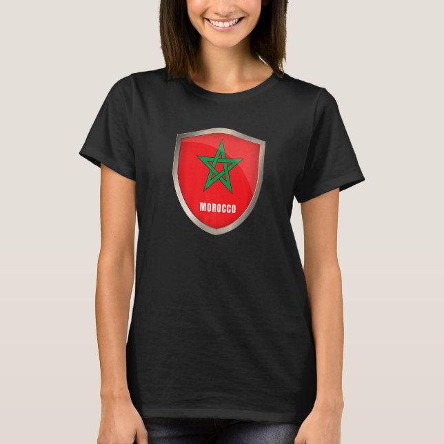 Camiseta La insignia de la bandera de Marruecos para el fút (Anverso)