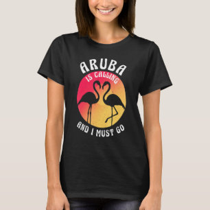 Camiseta La Isla De Aruba Llama Y Debo Ir Flamingos Y
