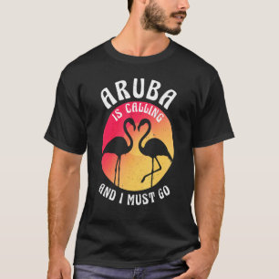 Camiseta La Isla De Aruba Llama Y Debo Ir Flamingos Y