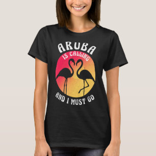 Camiseta La Isla De Aruba Llama Y Debo Ir Flamingos Y
