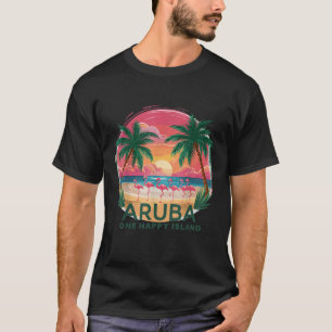 Camiseta La isla feliz de Aruba hermosa playa de puesta de 