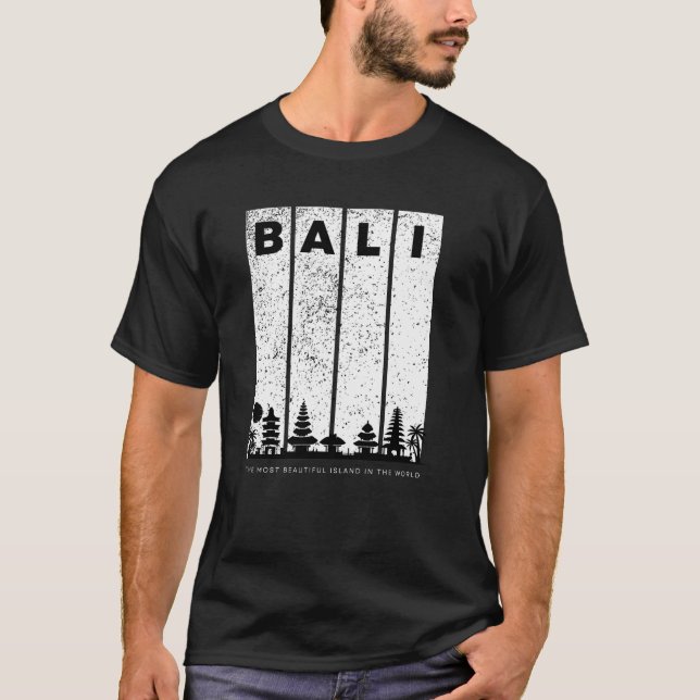 Camiseta La isla más bella de Bali blanca y negra (Anverso)