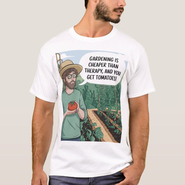 Camiseta La jardinería del tomate Lover es terapia (Anverso)