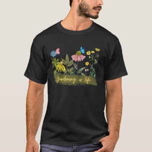 Camiseta La jardinería es mariposas y flores de vida Raglan