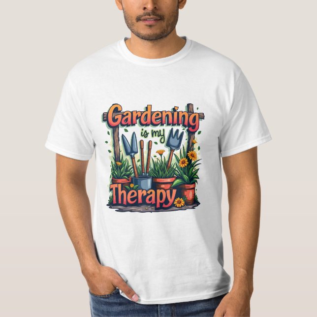 Camiseta La jardinería es mi terapia (Anverso)