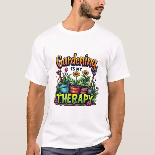 Camiseta La jardinería es mi terapia (Anverso)