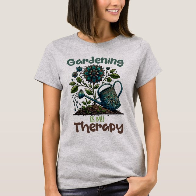 Camiseta La jardinería es mi Terapia Gray T-Shirt (Anverso)