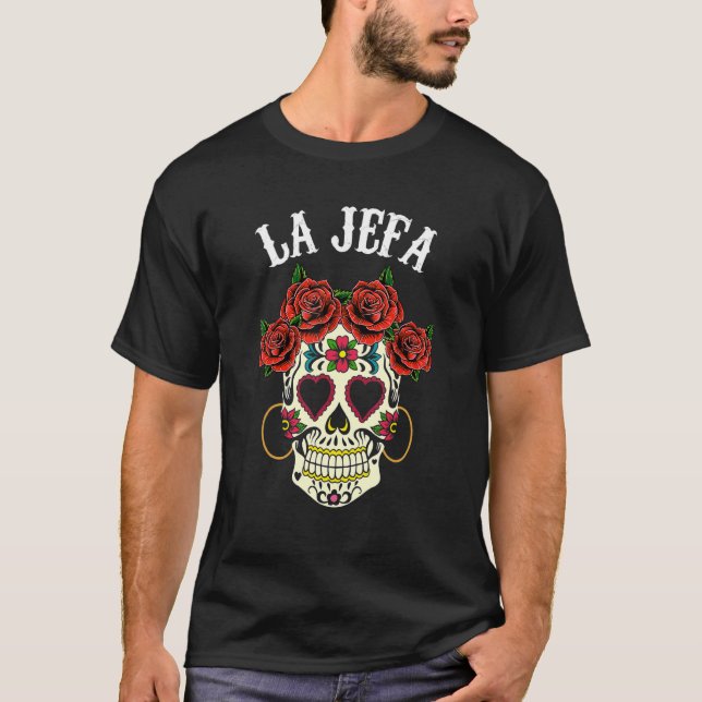 Camiseta La Jefa Sugar Skull Dead Apparel Mexican Dia De Lo (Anverso)