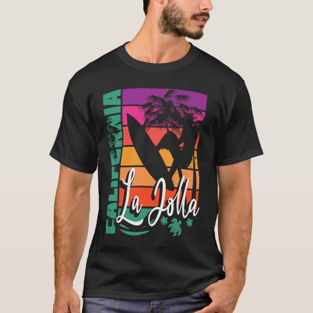 Camiseta La Jolla California Retro Sunset Beach Surfer Souv (Anverso)