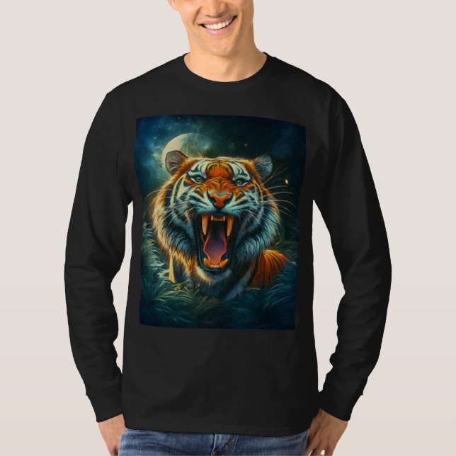 Camiseta La jungla iluminada por la luna del tigre (Anverso)