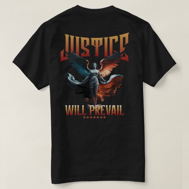 Camiseta La justicia prevalecerá - Diseño de estatua de Áng (Reverso del diseño)