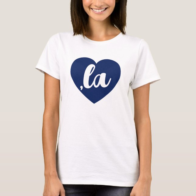 Camiseta ,la KAMALA texto demócrata azul corazón (Anverso)