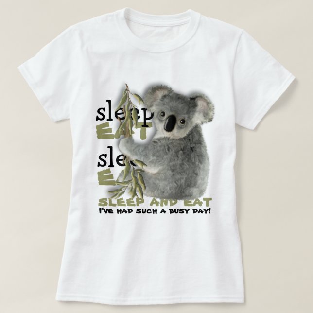 Camiseta La koala linda come y duerme (Diseño del anverso)