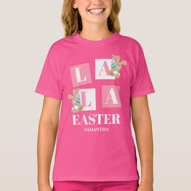 Camiseta La La Easter Conejito Rosa Niñas  (Anverso)