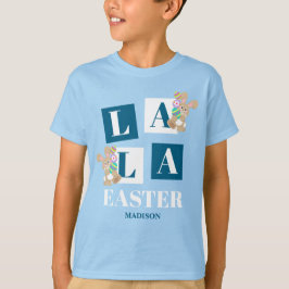 Camiseta La La Easter Cute Bunny Blue Boys