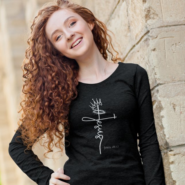 Camiseta La larga manga de las mujeres cristianas del KING  (Subido por el creador)