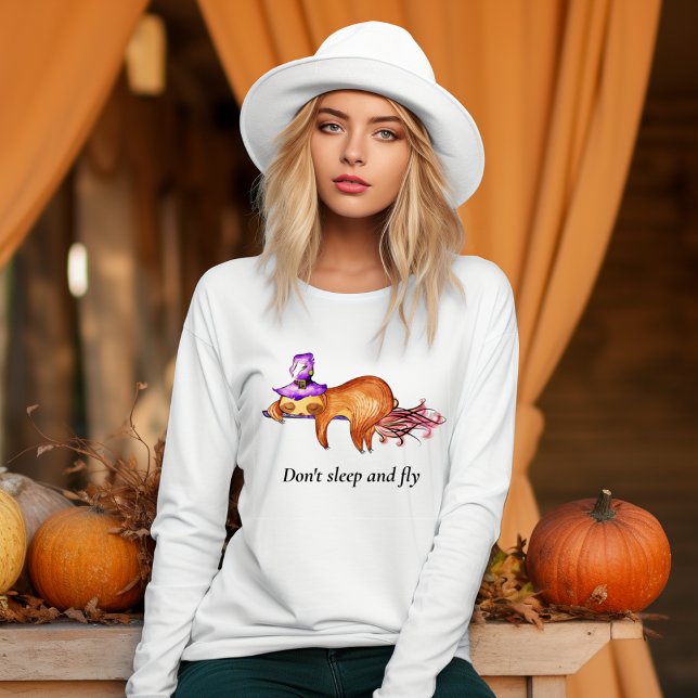 Camiseta La larga manga de una mujer que duerme y vuela gra (Subido por el creador)