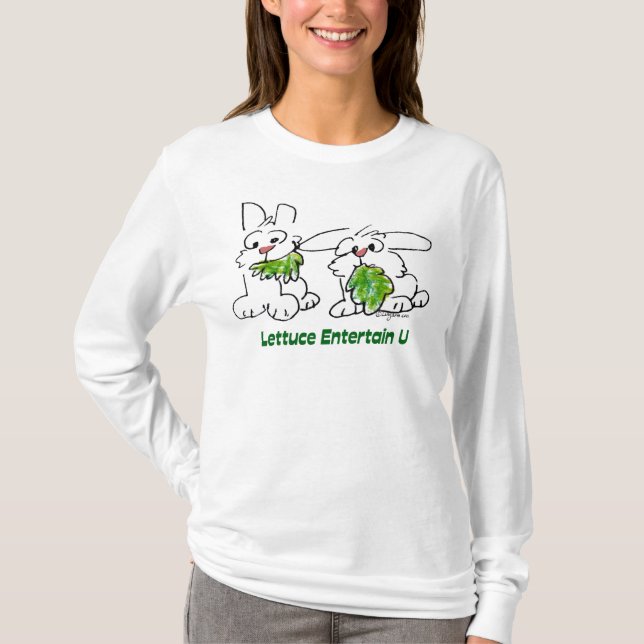 Camiseta La lechuga entretiene conejos del dibujo animado (Anverso)