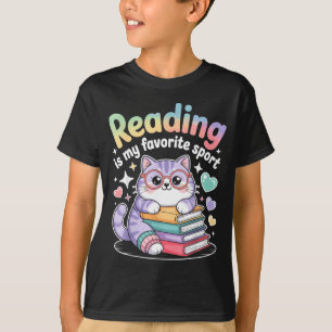 Camiseta La lectura es el deporte favorito del gato diverti