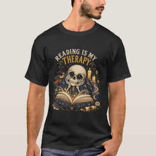 Camiseta La lectura es mi terapia Celestial Esqueleto Libre