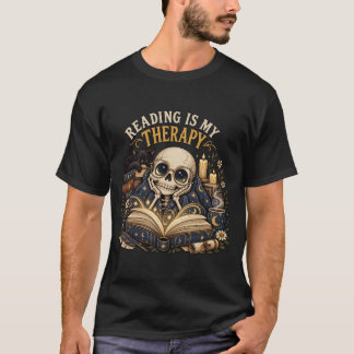Camiseta La lectura es mi terapia Celestial Esqueleto Libre