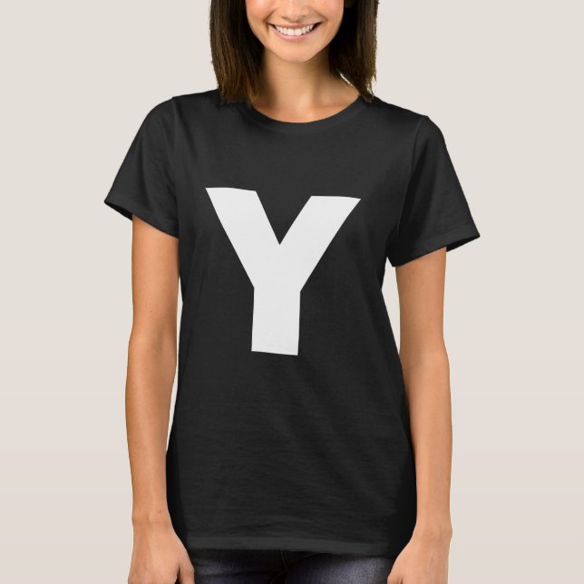 Camiseta La letra Y mayúscula simple texto blanco negrita (Anverso)