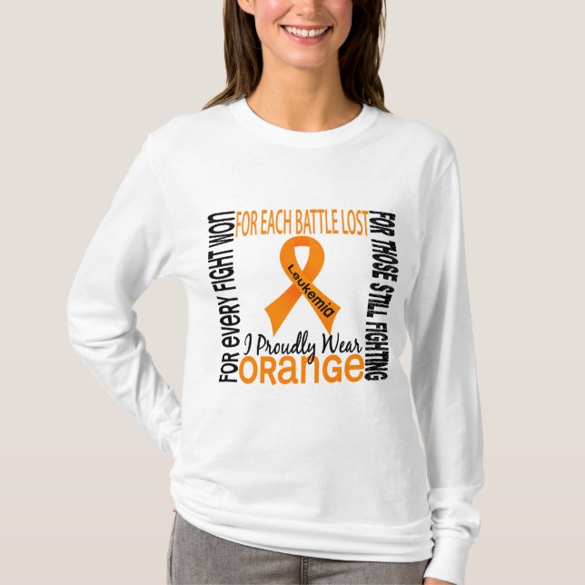 Camiseta La leucemia I lleva orgulloso el naranja 2 (Anverso)