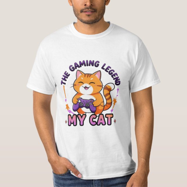 Camiseta La leyenda del juego - Mi gato | Gracioso Gamer Ca (Anverso)