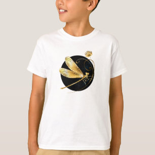 Camiseta La libélula dorada en círculo negro