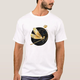 Camiseta La libélula dorada en círculo negro