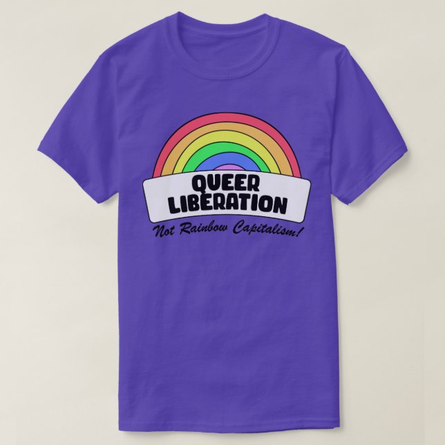 Camiseta La liberación homosexual no el capitalismo arcoiri (Diseño del anverso)