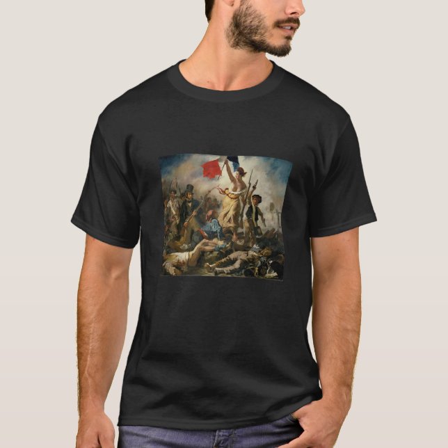 Camiseta La libertad de Eugène Delacroix liderando al puebl (Anverso)