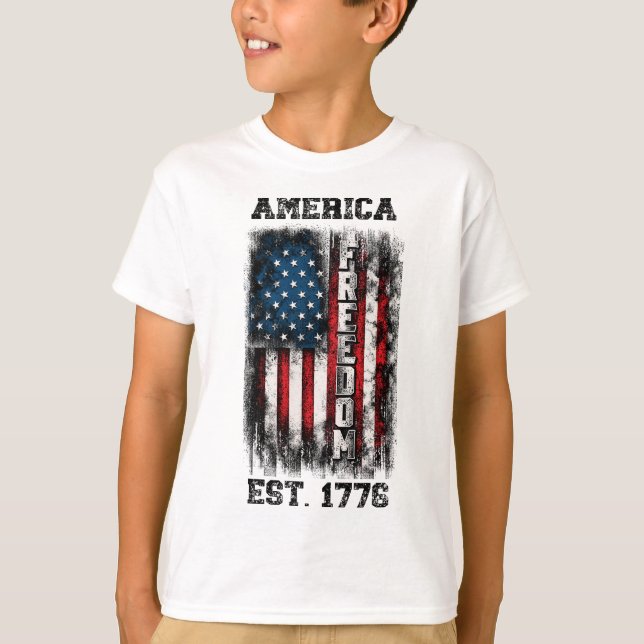 Camiseta La libertad de la bandera norteamericana en peligr (Anverso)