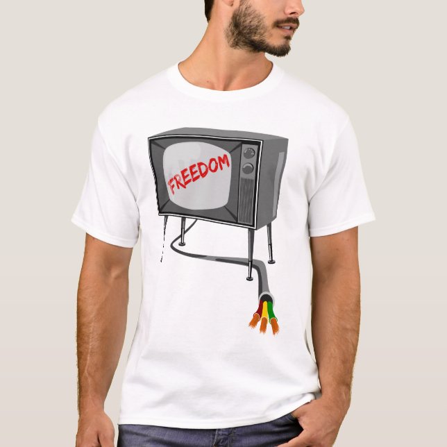 Camiseta La Libertad De Televisión Corta El Cordón (Anverso)
