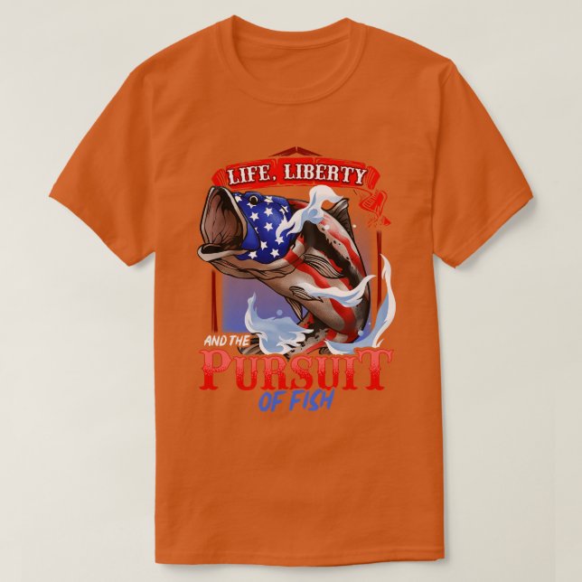 Camiseta La Libertad De Vida De La Pesca Patriótica Y La Bú (Diseño del anverso)