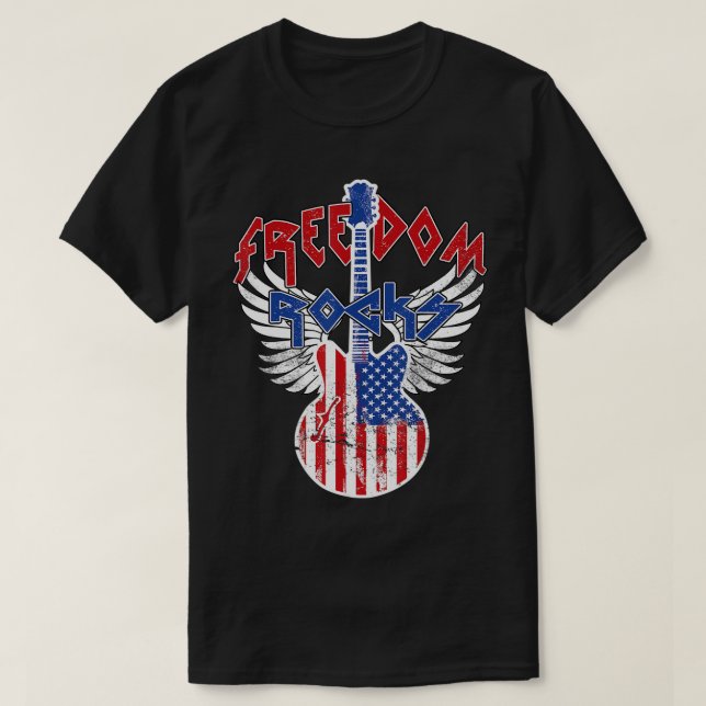 Camiseta La libertad sacude el 4 de julio el rock patriótic (Diseño del anverso)
