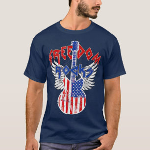 Camiseta La libertad sacude la guitarra Día de la Independe