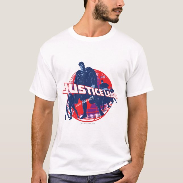 Camiseta La Liga de la Justicia: héroes globales y globo (Anverso)