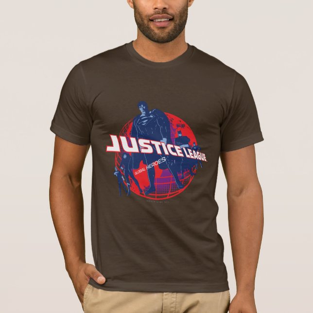 Camiseta La Liga de la Justicia: héroes globales y globo (Anverso)